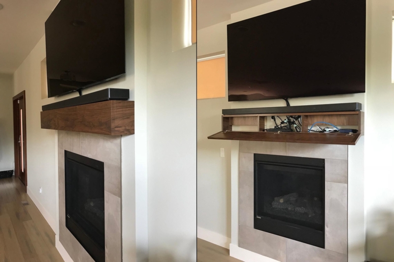 Modern Fireplace Mantel with Hidden Storage