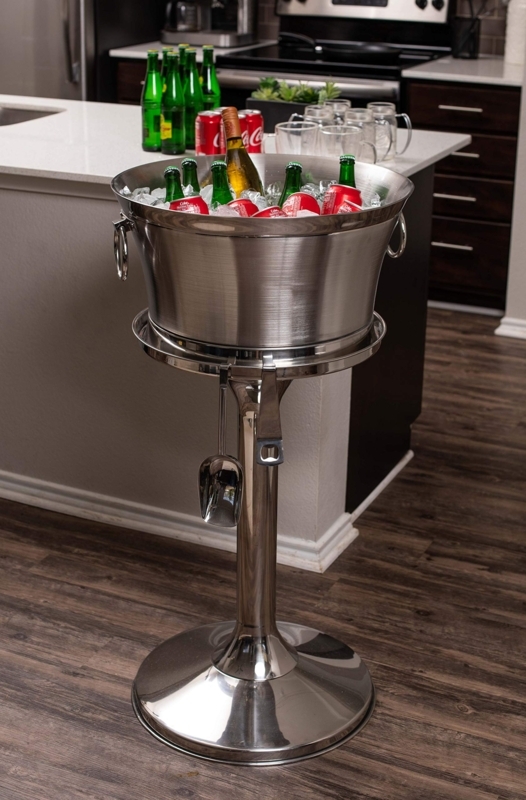 Modern Metal Beverage Tub with Stand and Bottle Opener