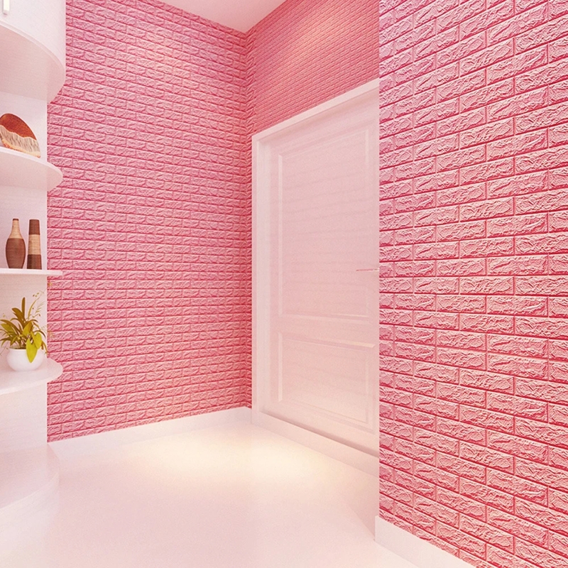 Modern Pink 3D Brick Wall Stickers for Interiors