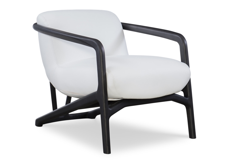 Modern White Upholstered Lounge Chair with Black Frame