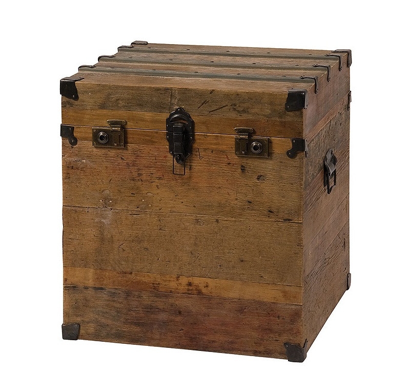 Reclaimed Wood Vintage Trunk End Table