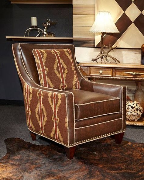 Rustic Leather and Patterned Den Chair Design