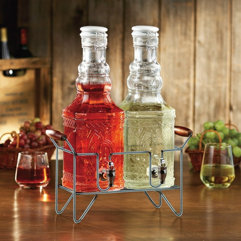 Stylesetter Double Glass Beverage Dispenser with Stand