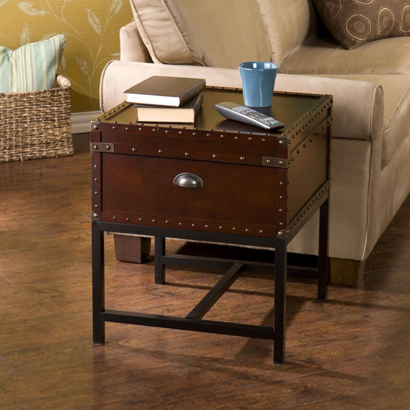 Voyager Espresso Trunk End Table with Storage