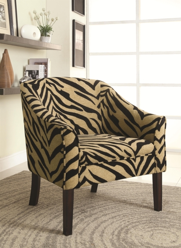 Zebra Print Accent Chair with Dark Wooden Legs