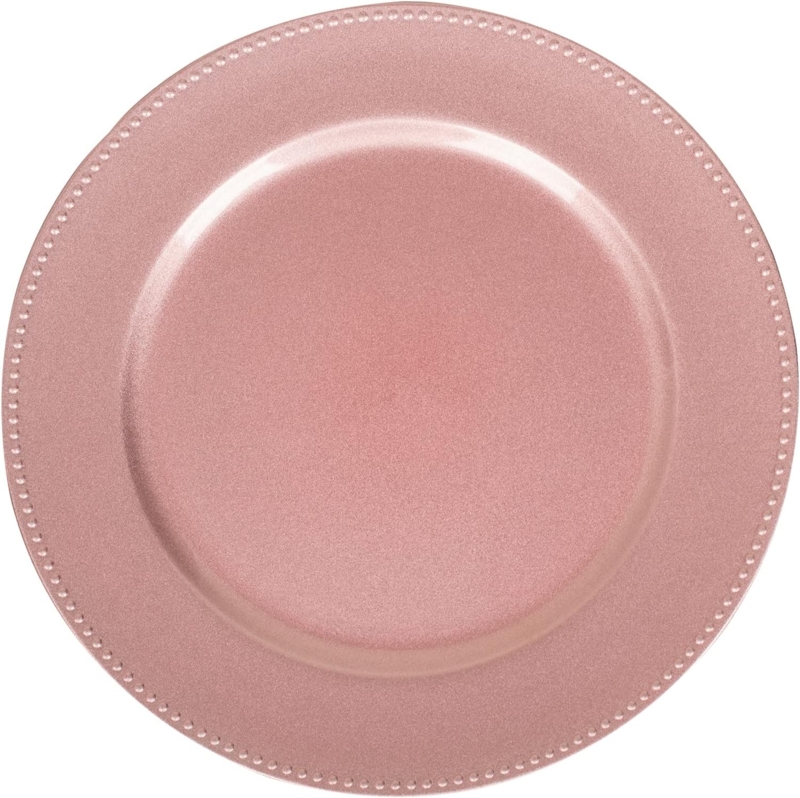 13-Inch Pink Plastic Charger Plate with Beaded Edge