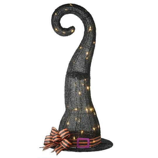 34-Inch Black LED Lighted Witch Hat Halloween Decor