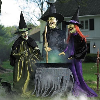 Animated Brewing Witch Trio Halloween Decoration