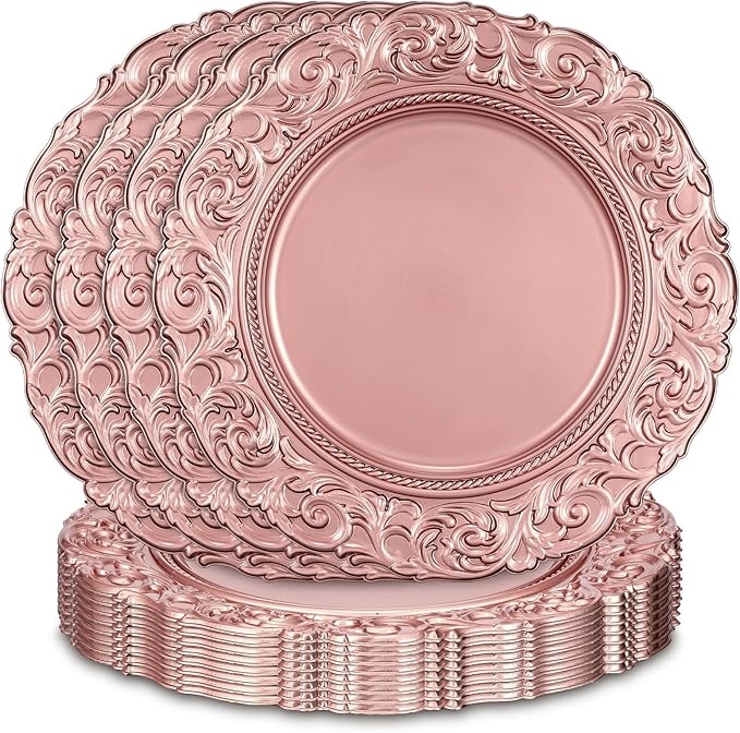 Antique Style Rose Gold Charger Plates Set
