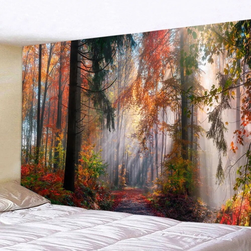 Autumn Forest Nature Tapestry Bedroom Wall Art