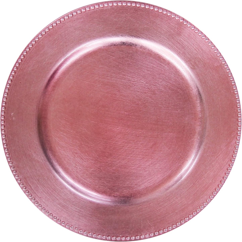 Blush Pink Beaded Plastic Charger Plate 13 Inch