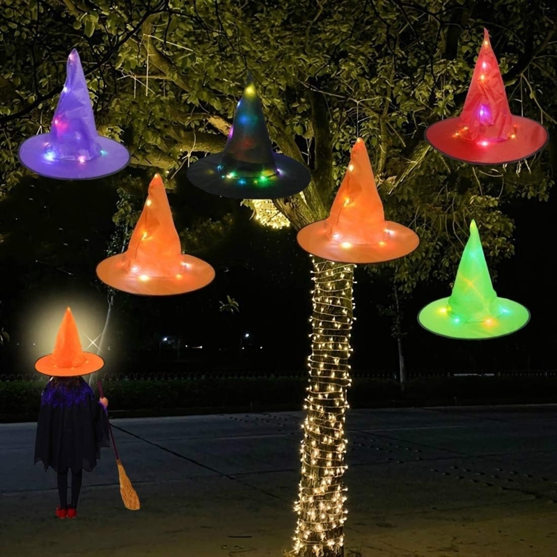Colorful Hanging Witch Hat Halloween Decorations