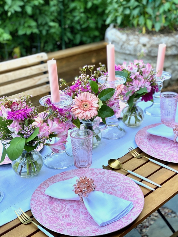 Elegant Pink Floral Decorative Charger Plates
