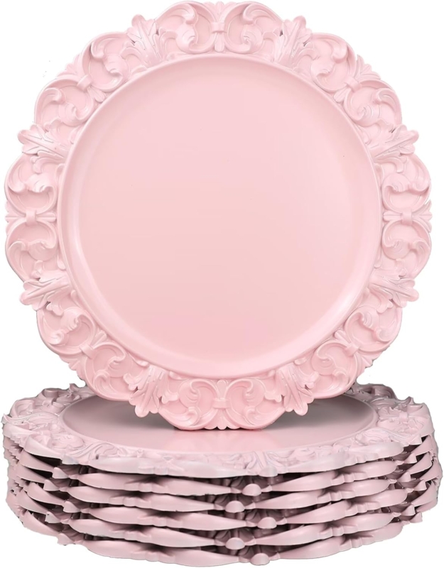 Elegant Pink Ornate Charger Plates Set