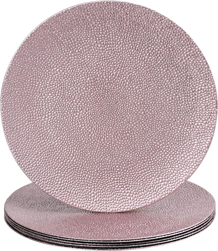 Elegant Pink Textured Charger Plates Set of 6
