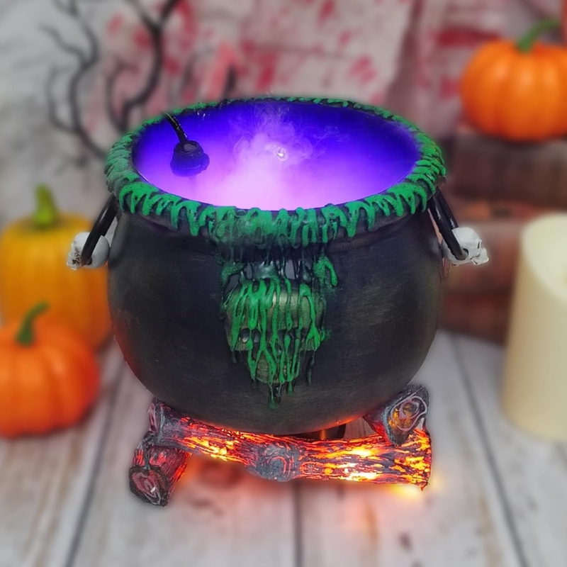 Glowing Witch Cauldron Halloween Table Decor