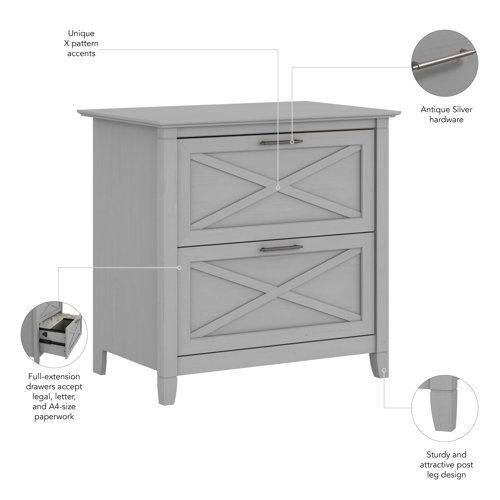 Modern Farmhouse 2-Drawer File Cabinet with X Pattern