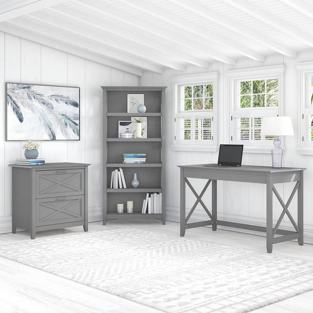 Modern Farmhouse Gray Home Office Furniture Set