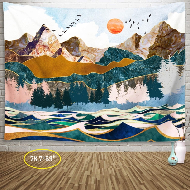 Mountain Forest Sunset Nature Tapestry Wall Art