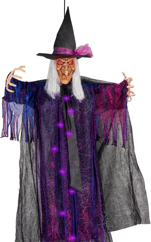 Spooky 6-Foot Witch Halloween Decoration with Lights