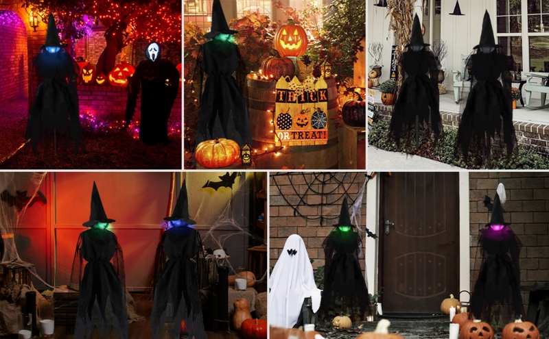 Spooky Outdoor Halloween Witch Decorations Set