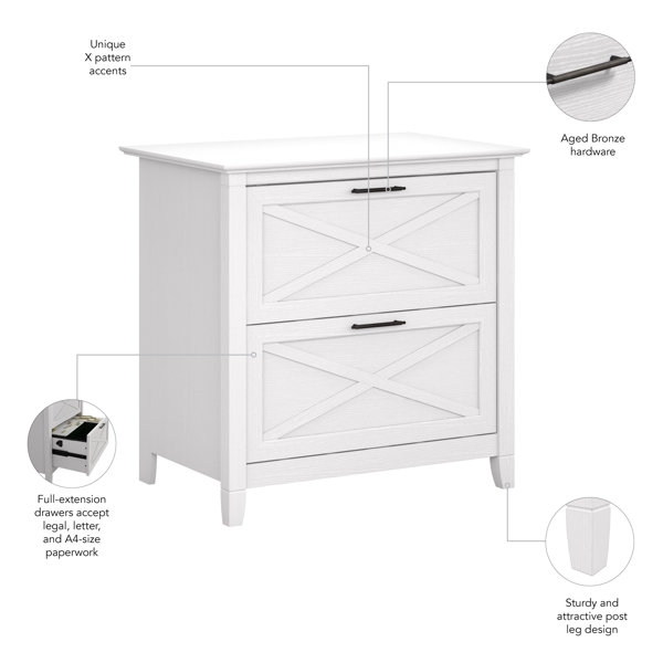White Modern Farmhouse 2-Drawer Filing Cabinet