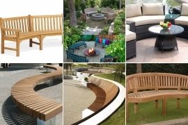 curved outdoor benches with backs