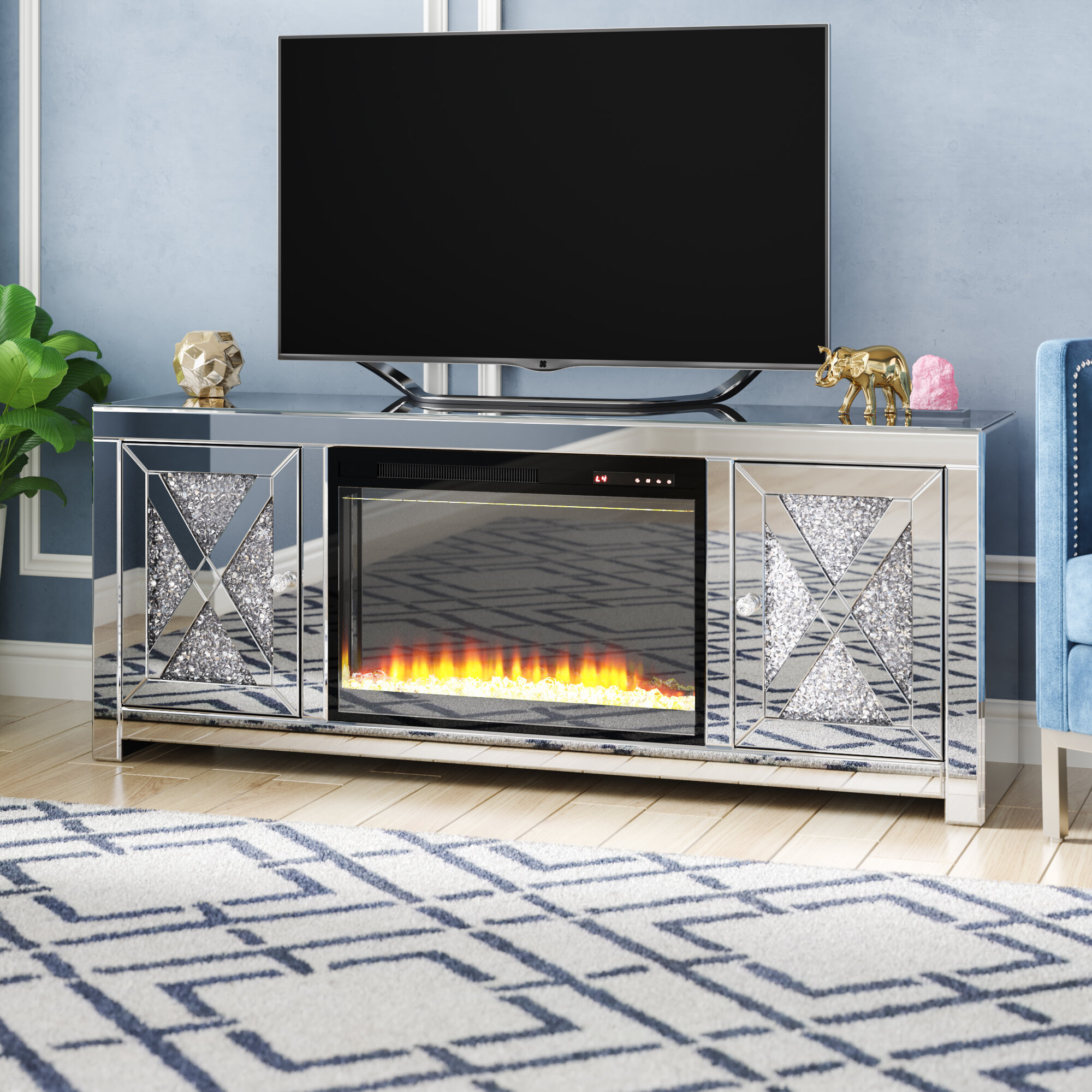 65 Inch TV Stand With Fireplace Foter