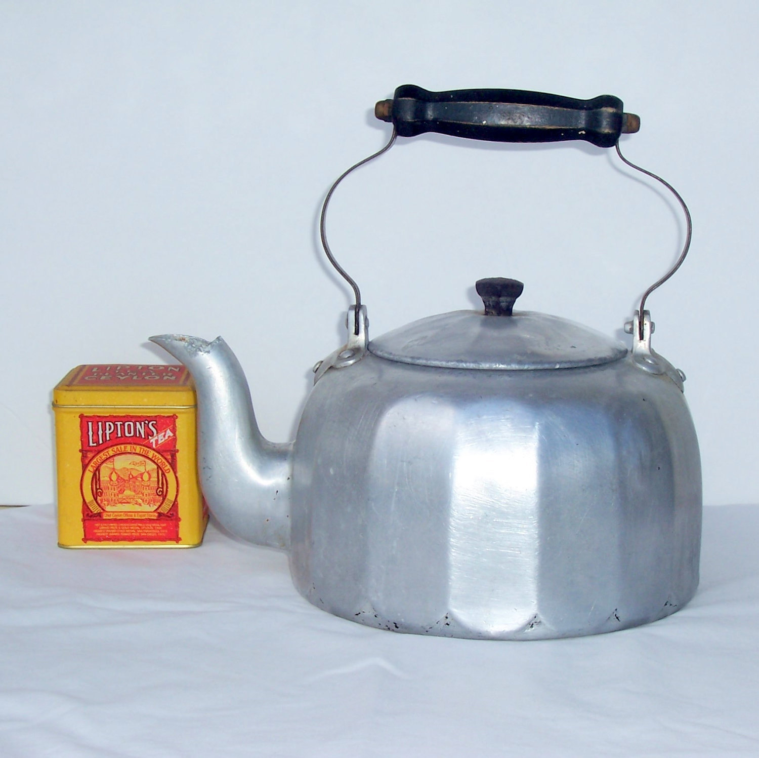 Vintage Soviet Stainless Steel Teapot. Old Silver Metal Tea Pot