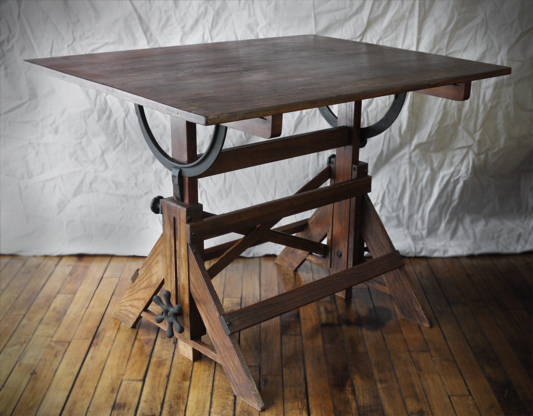 French Industrial Architect Drafting Table - Walnut
