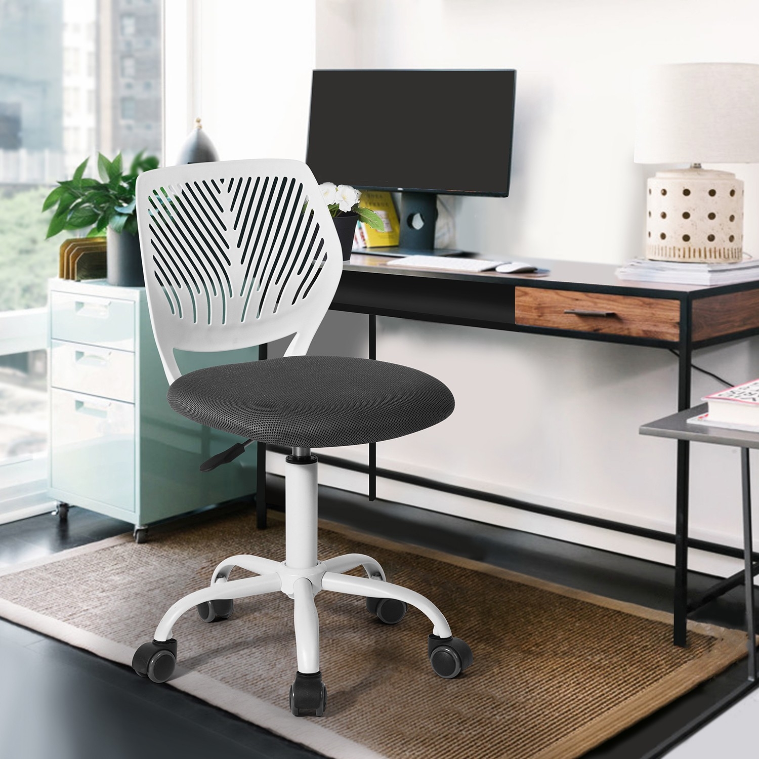 navy blue desk chair no wheels