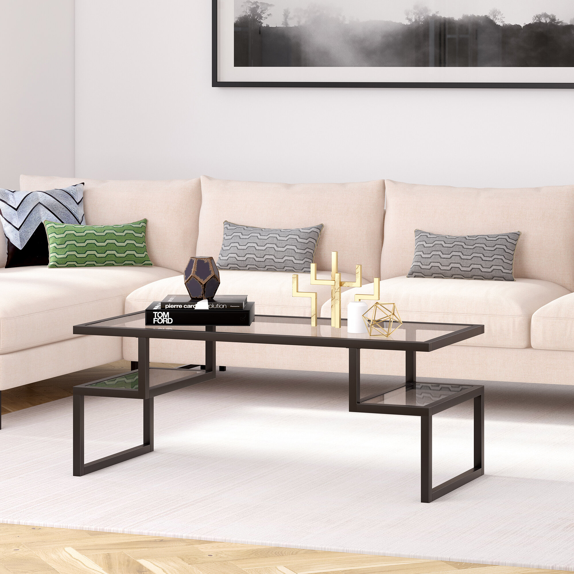 Black Glass Coffee Table Decor Displaying your favorite home decor