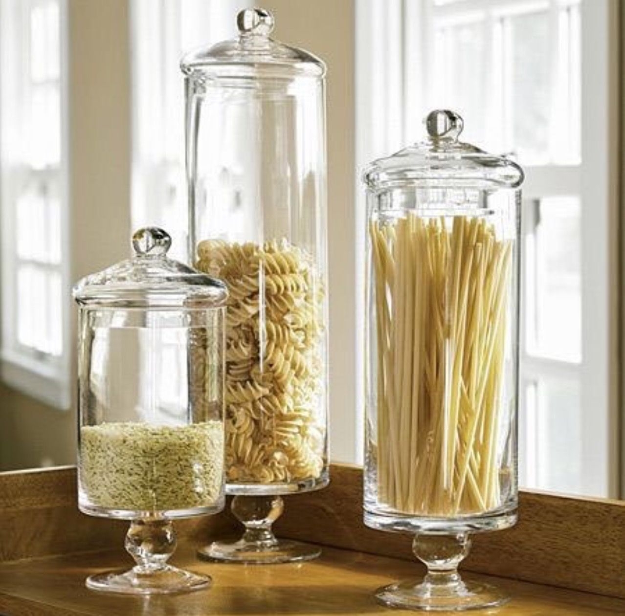 Set of 5 Glass Kitchen Canisters with Airtight Stainless-Steel Lid -  Dishwasher Safe, Storage Jars for Kitchen, Bathroom & Pantry Organization,  Ideal