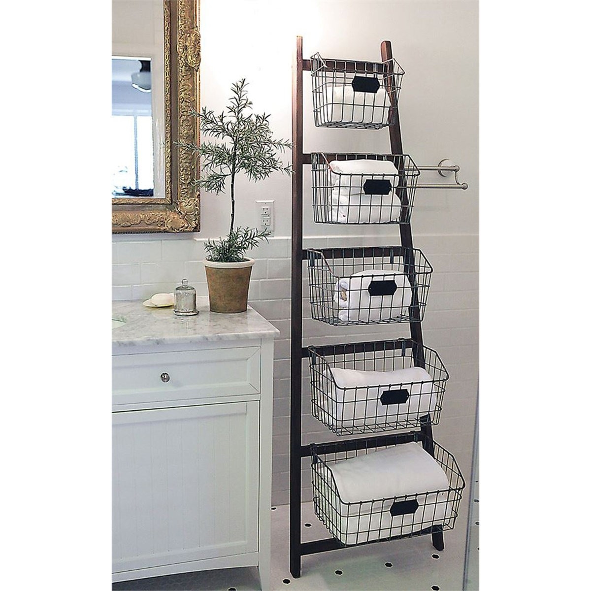 Design Ideas Hanging Mesh Basket for Medicine Cabinet and Shelf Storage,  White