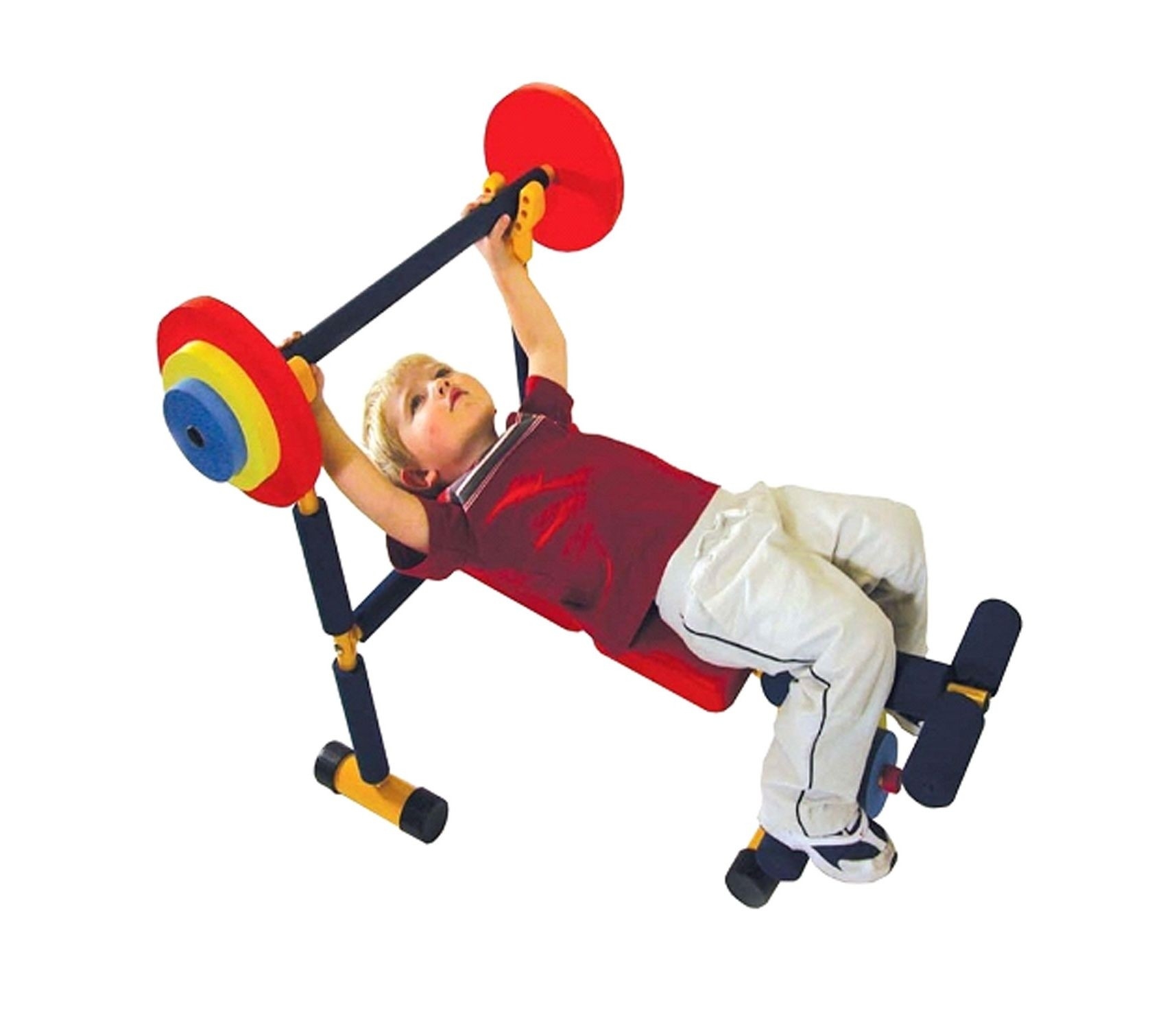 Kids Fitness Exercise Equipment, Weight Bench Set Adjustable Barbell Set,  Gym Workout Fitness for Kids Gym Home, Fun Exercise Toy Bench And Leg Press
