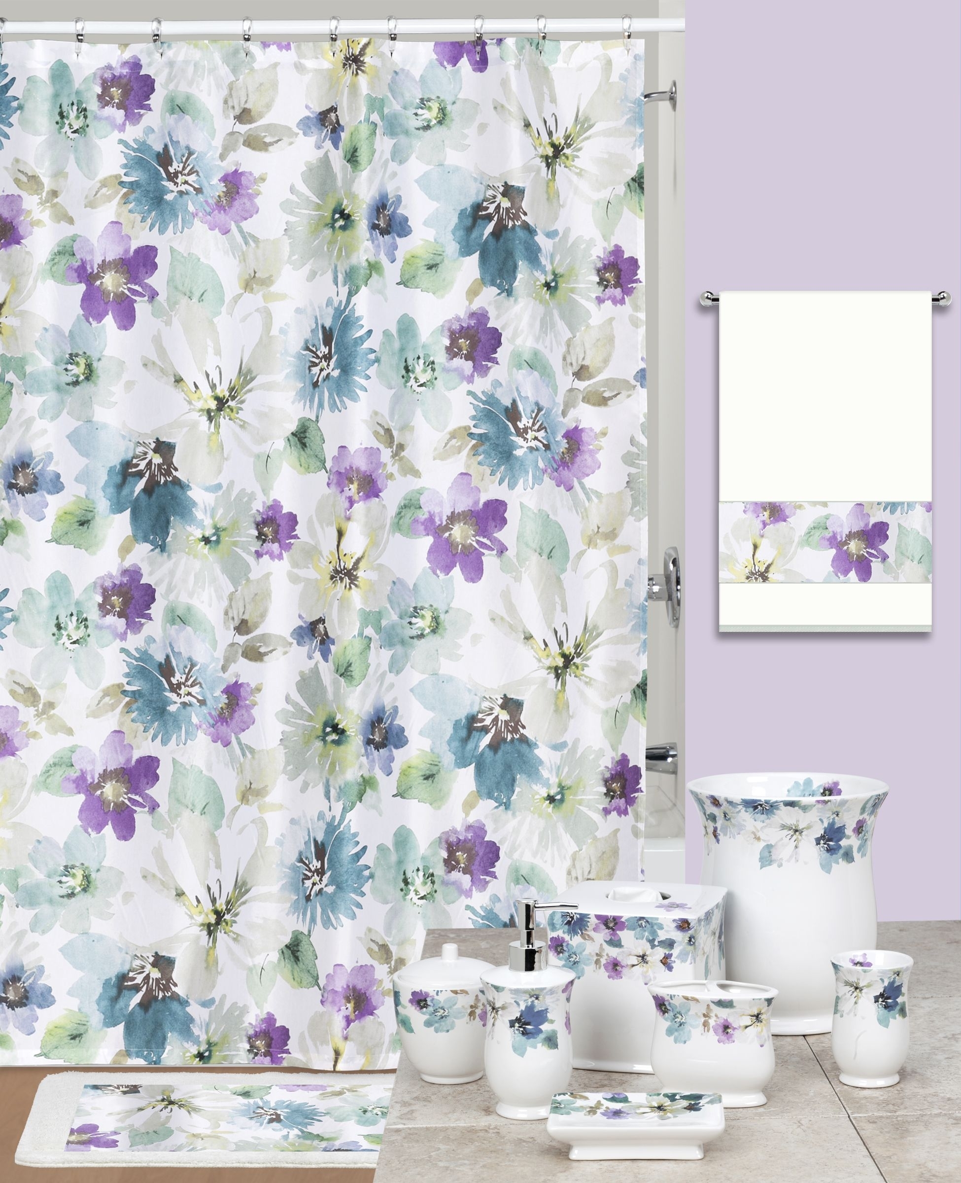 Waverly Honeymoon Shower Curtain Hooks Flower Set Of 12 Bathroom Decor 