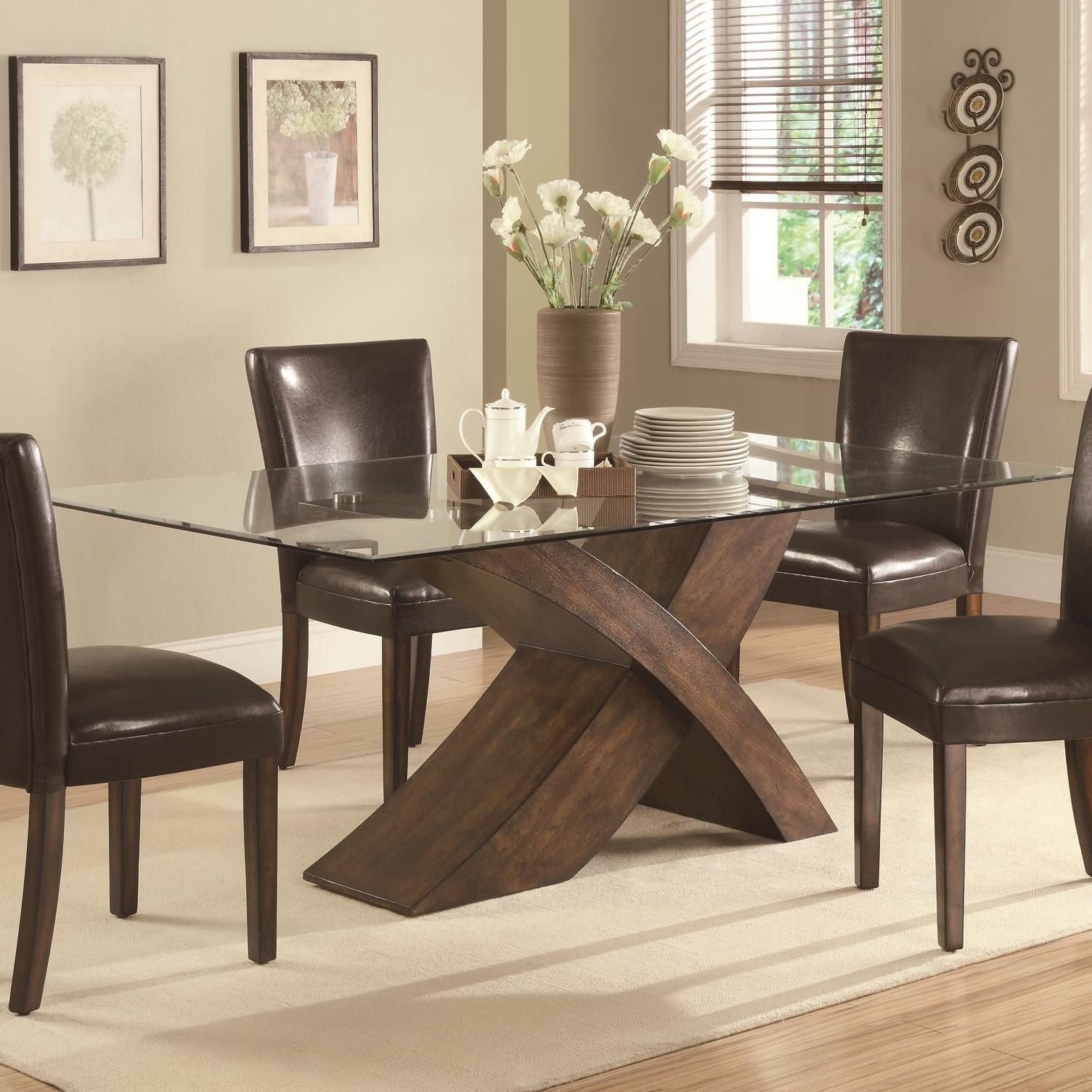 Glass Dining Table With Wood Base Ideas On Foter