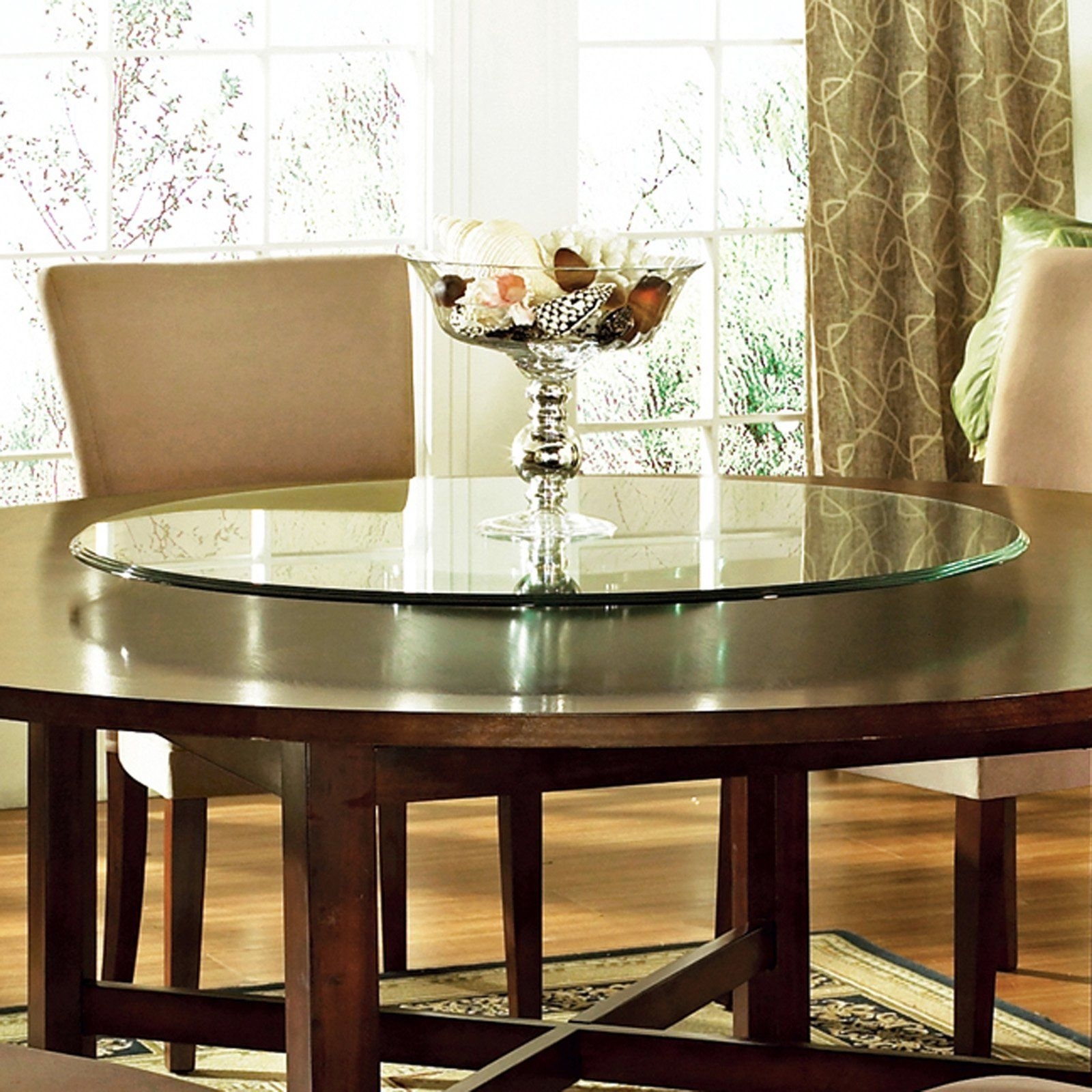 Tempered Glass Lazy Susan Turntable With Umbrella Hole