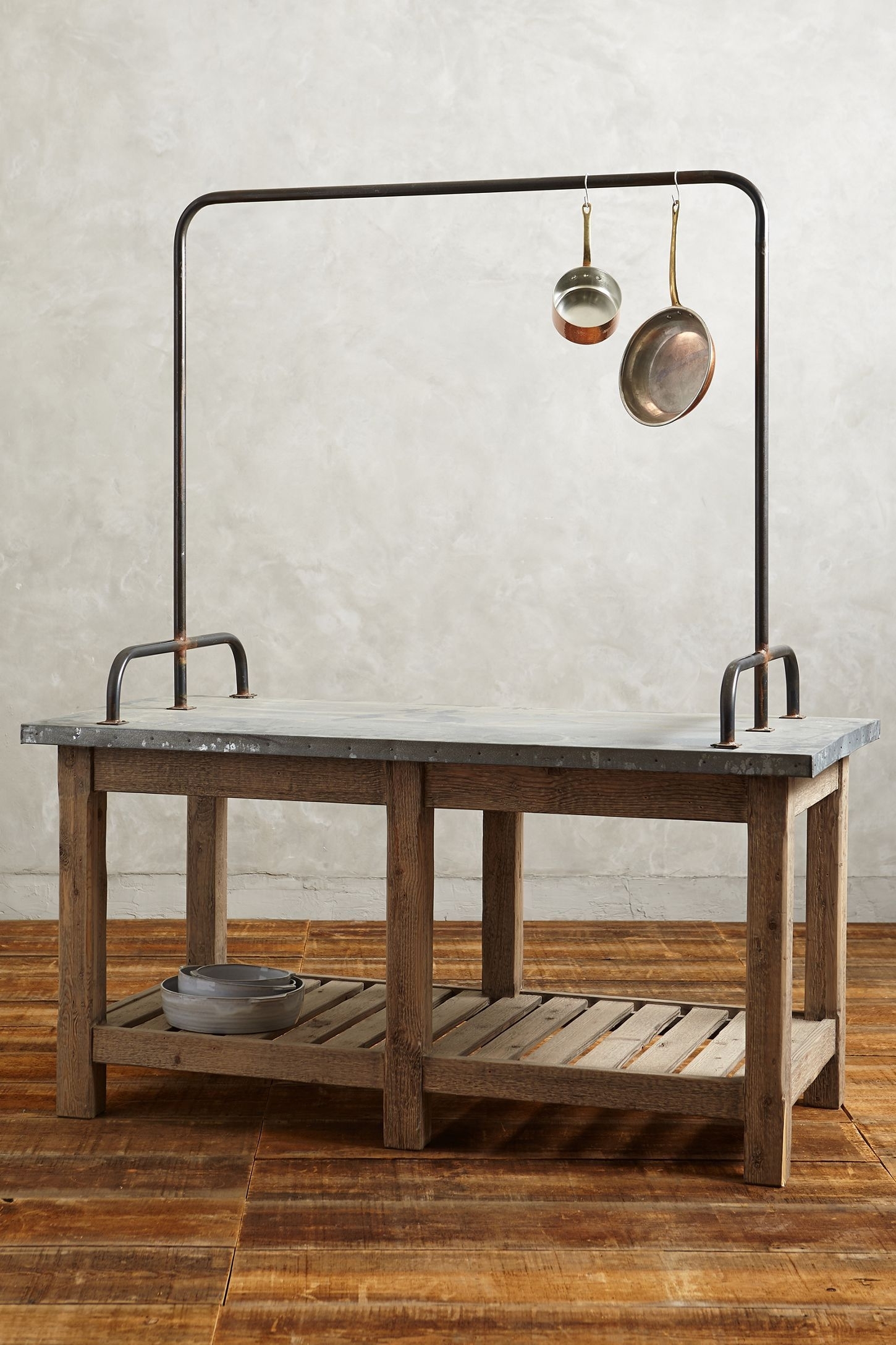 Kitchen Island with Pot Racks