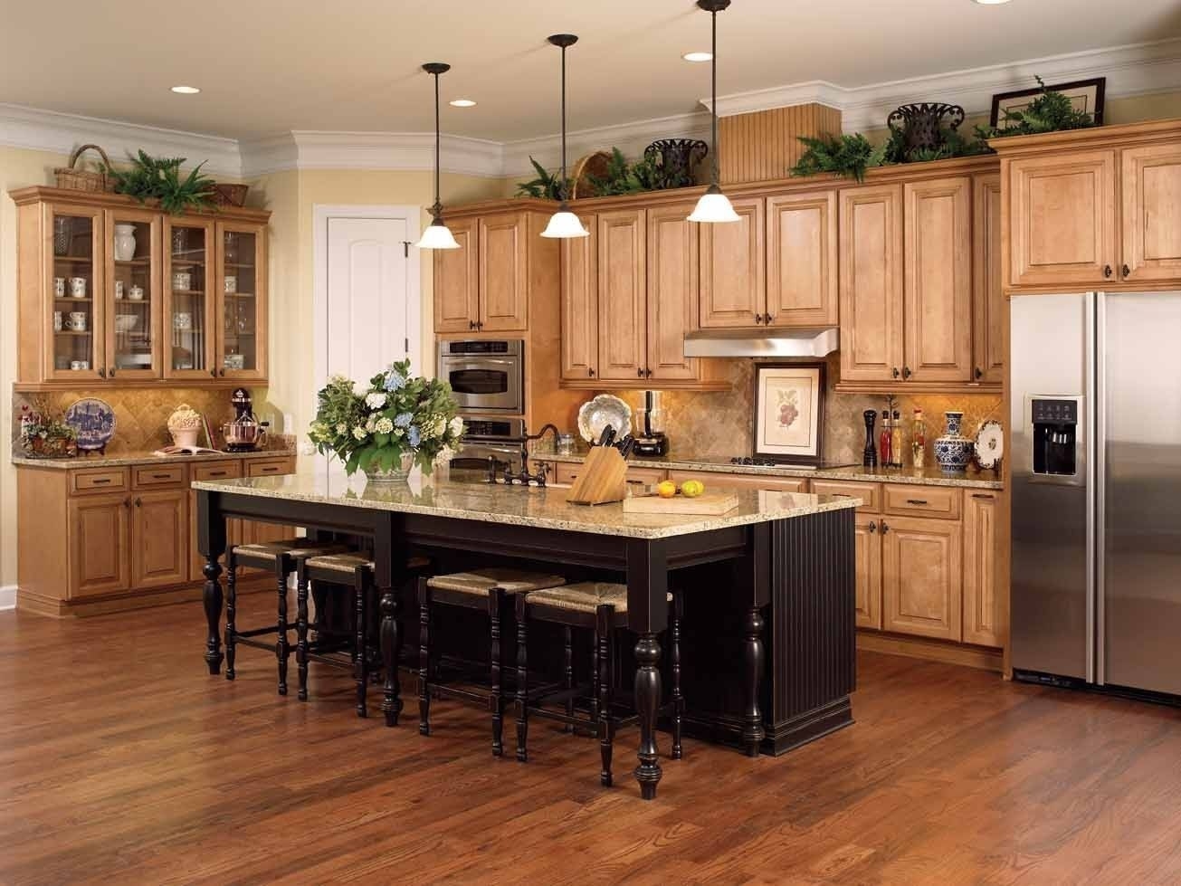 Brown Countertops Maple Cabinets