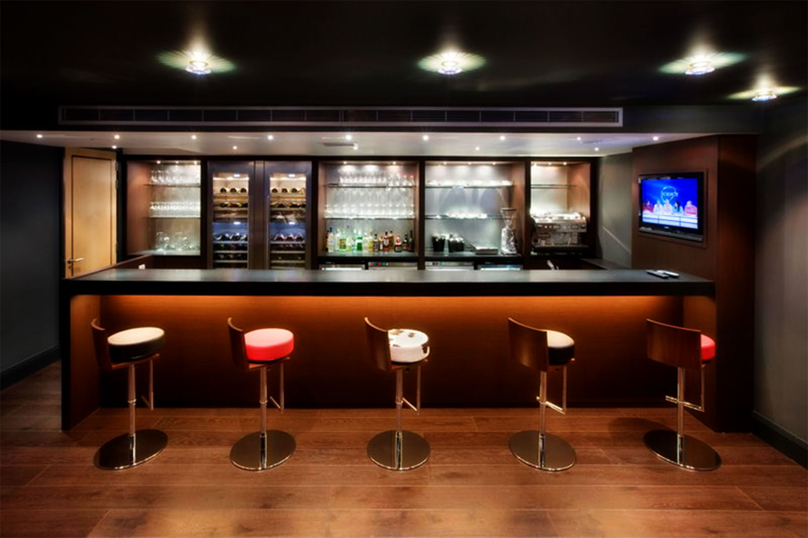 modern bar with commercial kitchen house