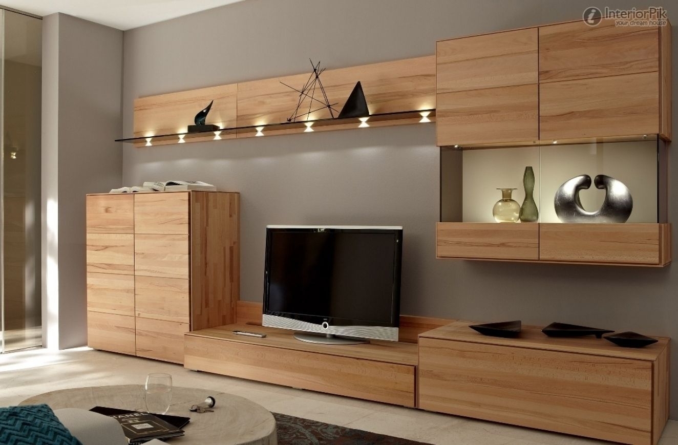 Modular Wood Wall-Mounted Living Room Cabinets