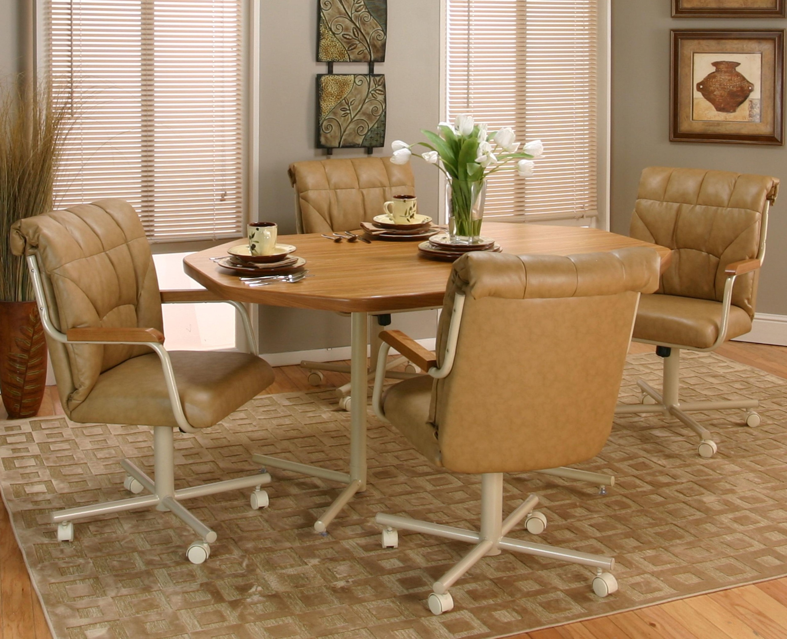 Cramco Swivel Caster Dining Room Chairs
