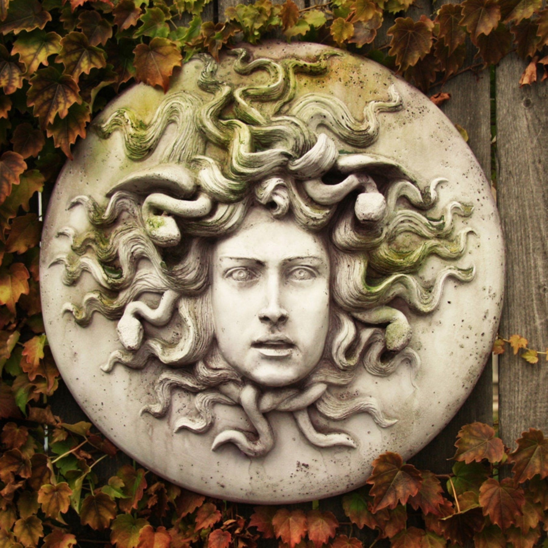 Art Nouveau female faces 3 decorative stone wall plaques home garden ornament 