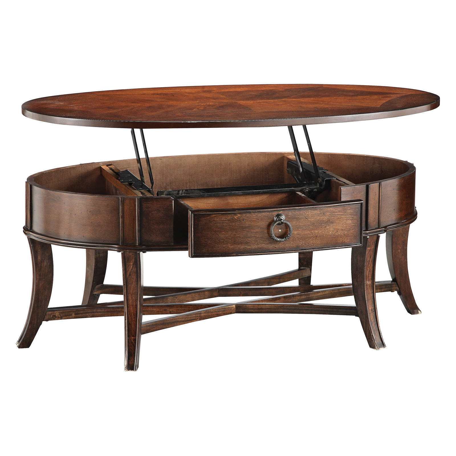 Solid Wood Oval Coffee Table,Surfboard Walnut Side Table,Vintage