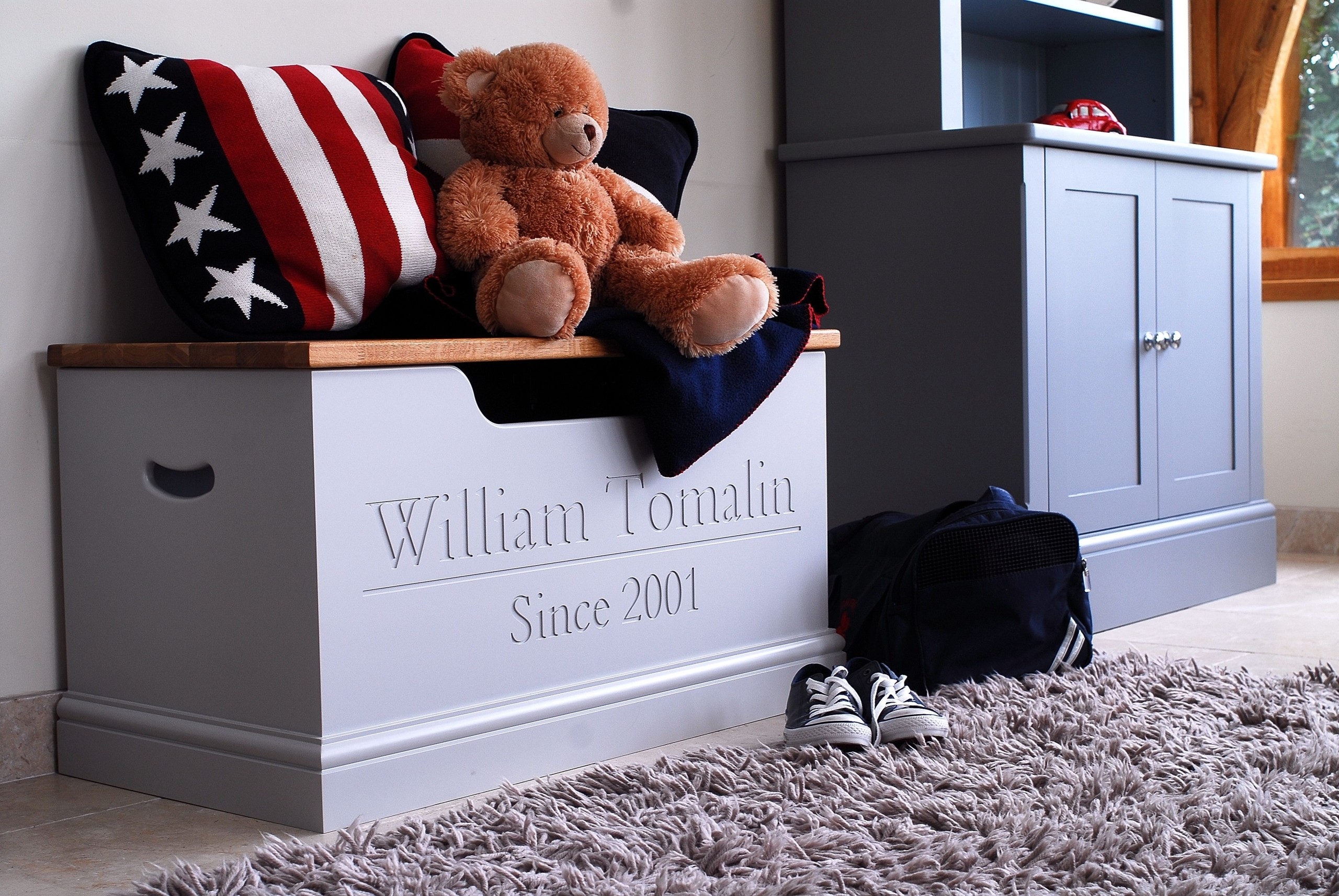 Personalised Toy Box storage chest wooden 