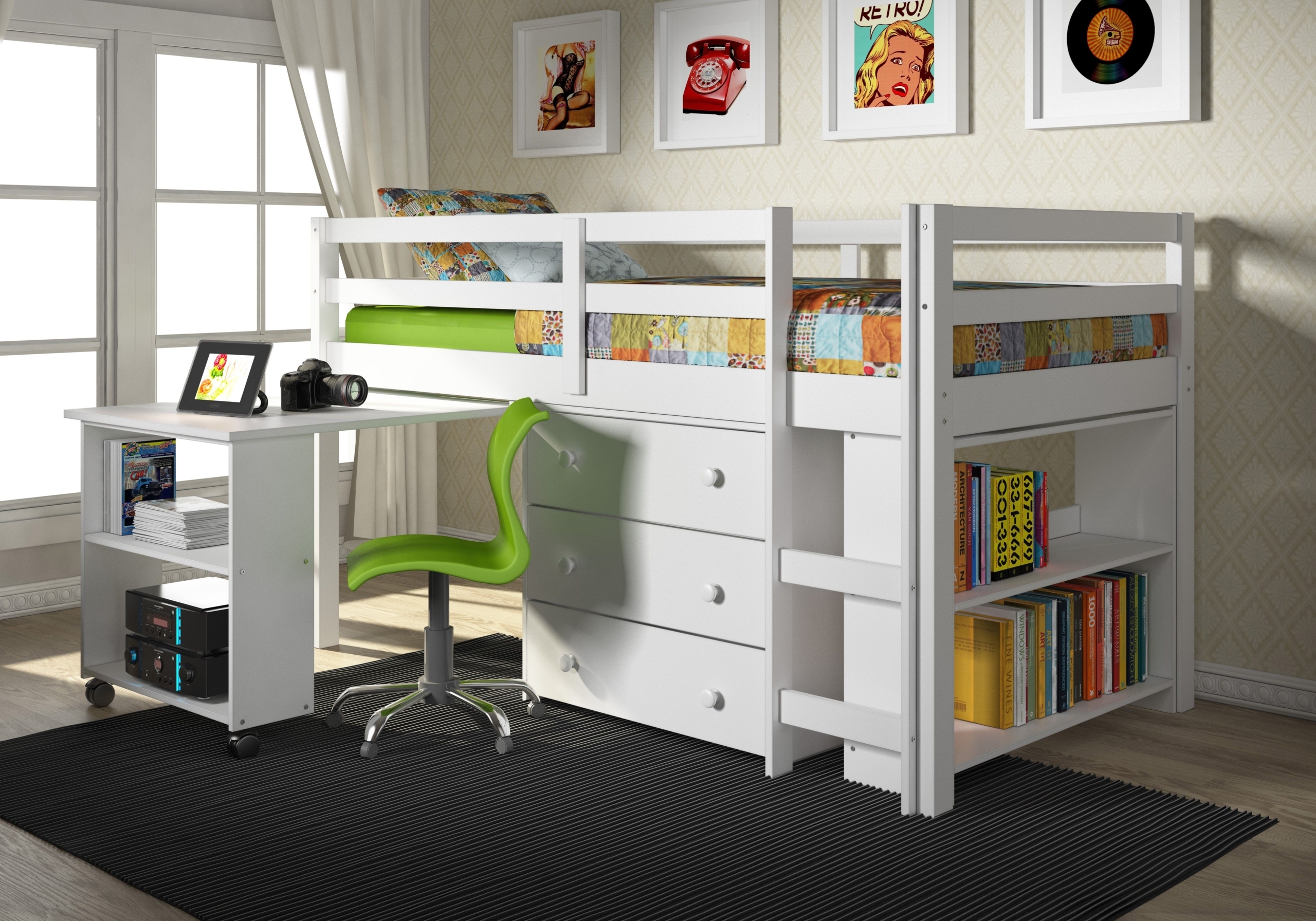 kids cabin bed with desk