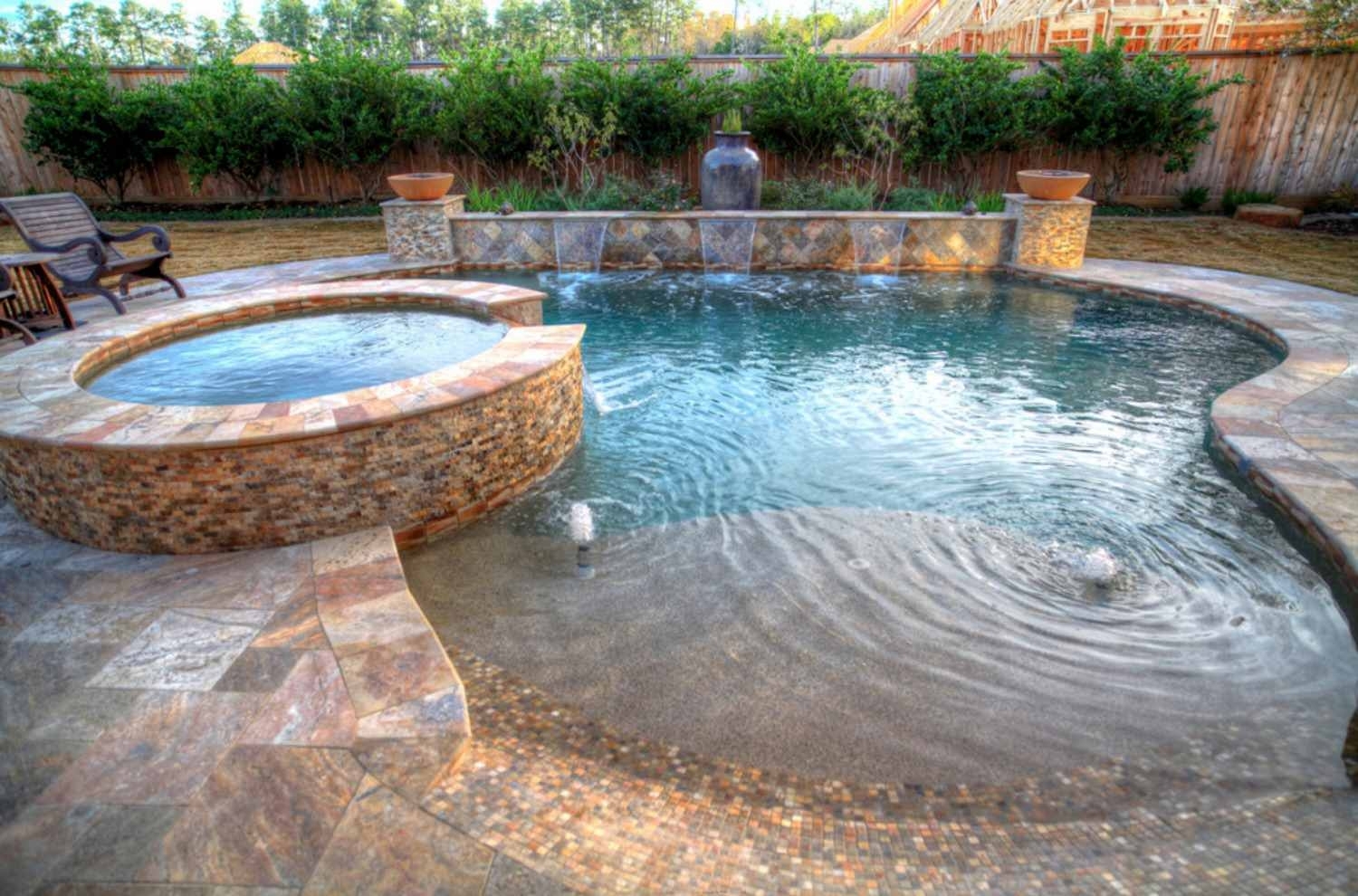 Inground Swimming Pool Designs With Hot Tub