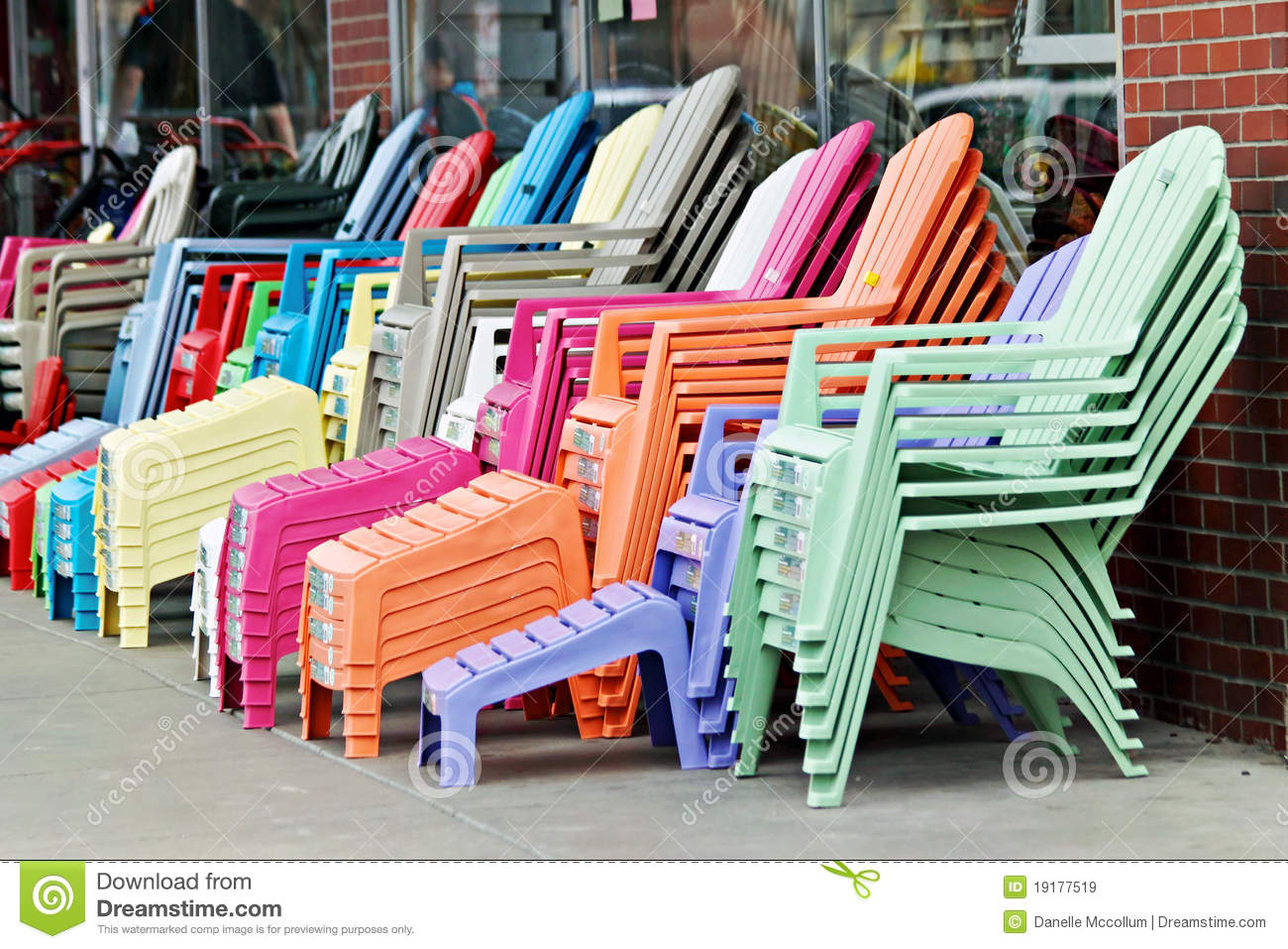 pastel colored plastic adirondack chairs