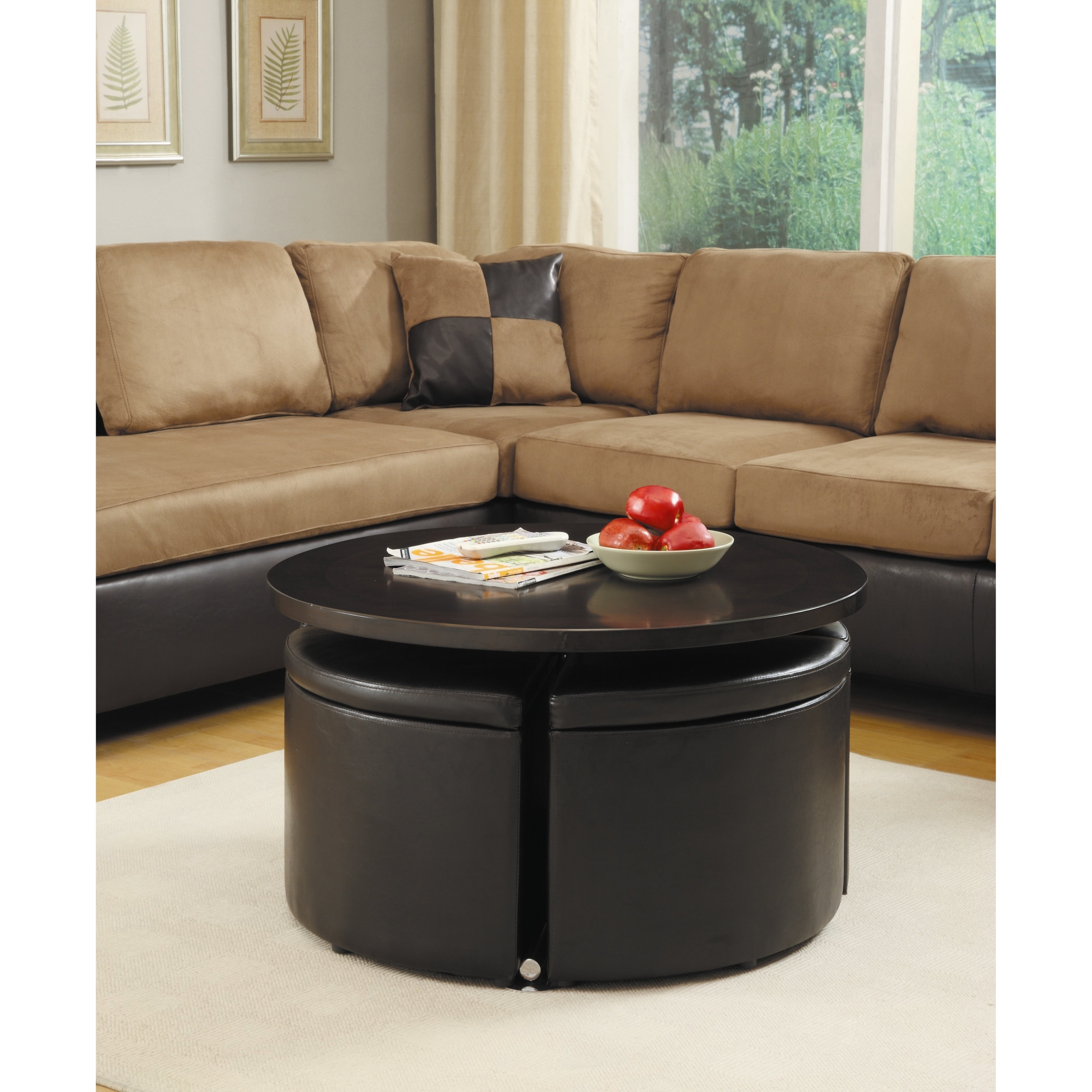 Round Coffee Table With Storage Ottomans Ideas On Foter